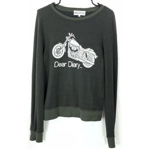 Wildfox Sweatshirt Dear Diary Motorcycle Crewneck